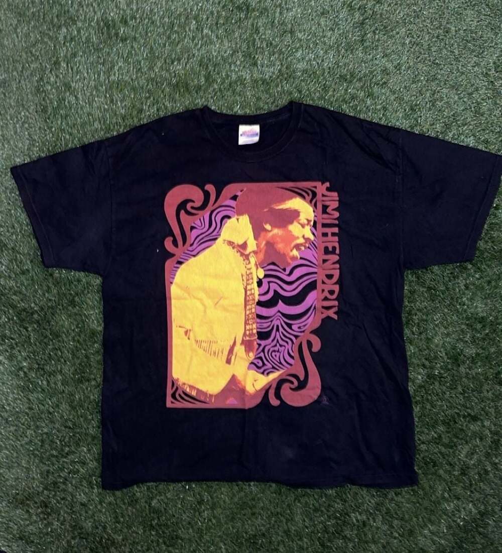 Jimi Hendrix Psychedelic Graphic Print T-Shirt